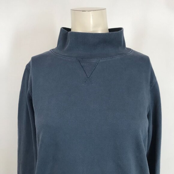 MARINE LAYER - WOMEN'S SMALL - BLUE LONG SLEEVE MOCK COLLAR COTTON TOP SHIRT - Picture 2 of 8